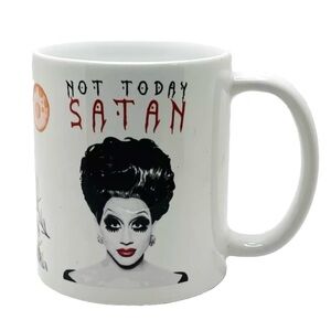 NOT TODAY SATAN Funny Halloween Spooky Coffee Cup/Mug 11oz White Multicolor NEW